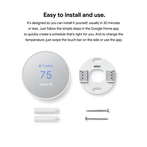 New Sealed Google Nest Thermostat Programmable Smart Thermostat for Home Snow - Picture 8 of 11